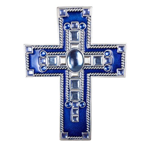 Vintage UDC 2003 Blue Silver Bejeweled Spiritual Harvest Cross - Picture 4 of 4
